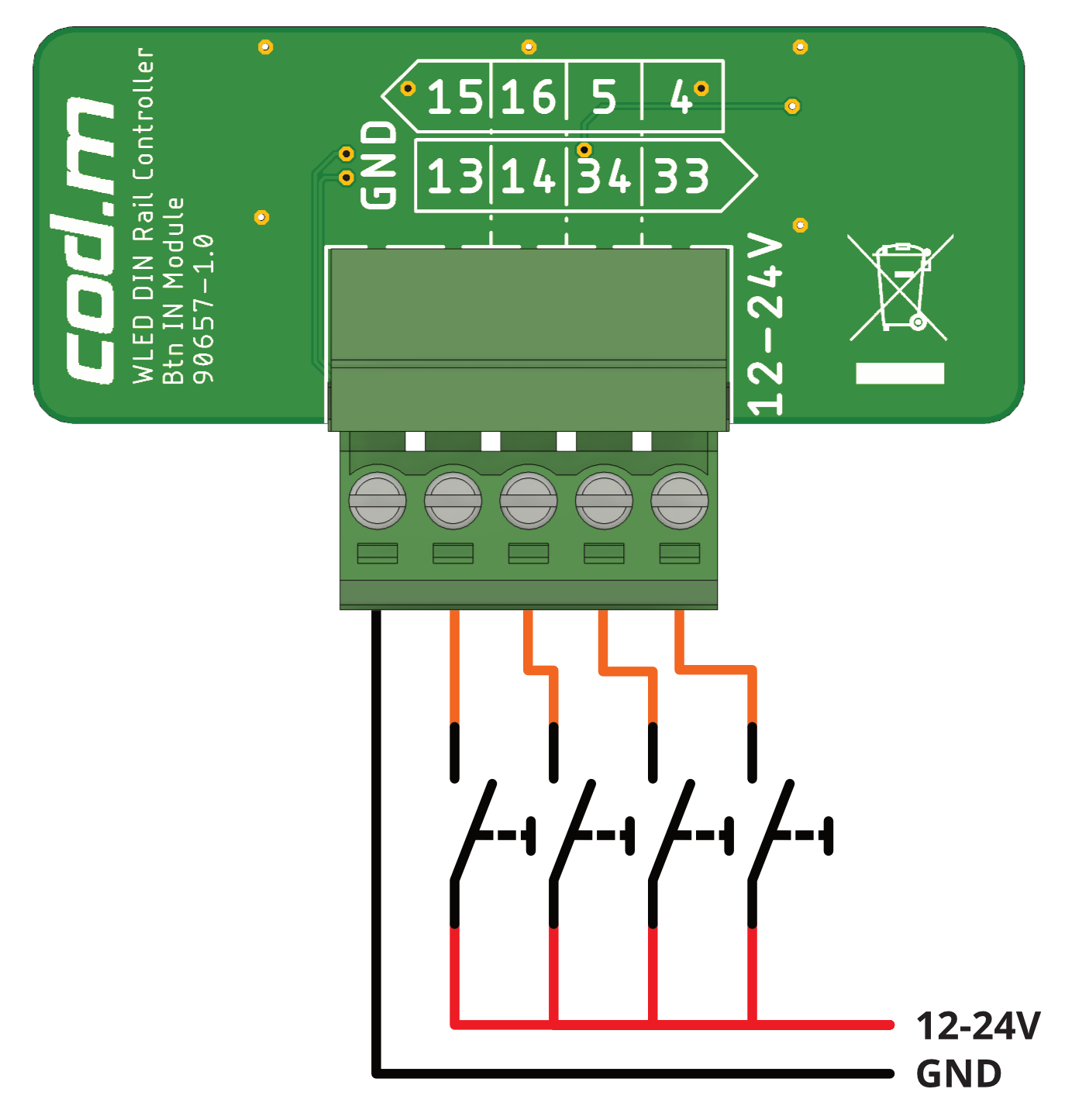 cod.m WLED LAN Controller Button IN Modul
