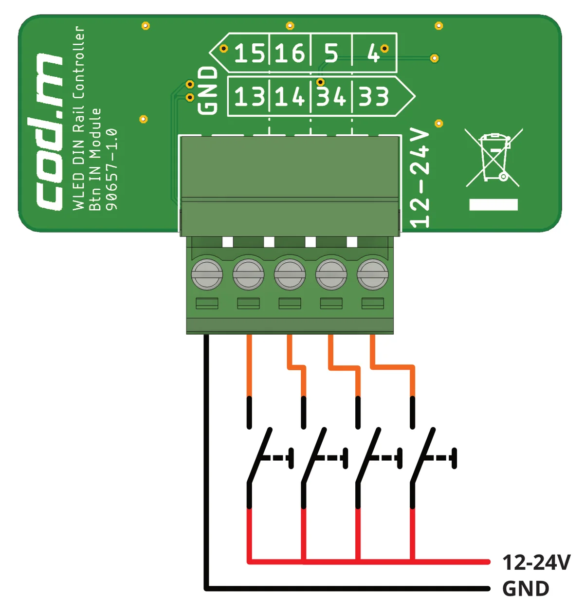 cod.m WLED LAN Controller Button IN Modul