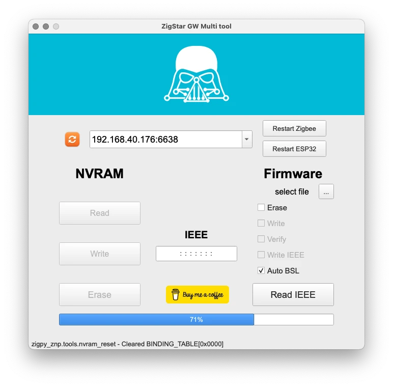 cod.m ZigBee Coordinator NVRAM leeren ZigStar GW Multitool