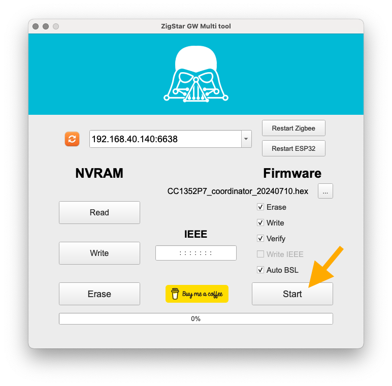 cod.m ZigBee Coordinator Z-Stack Flash Settings ZigStar GW Multitool